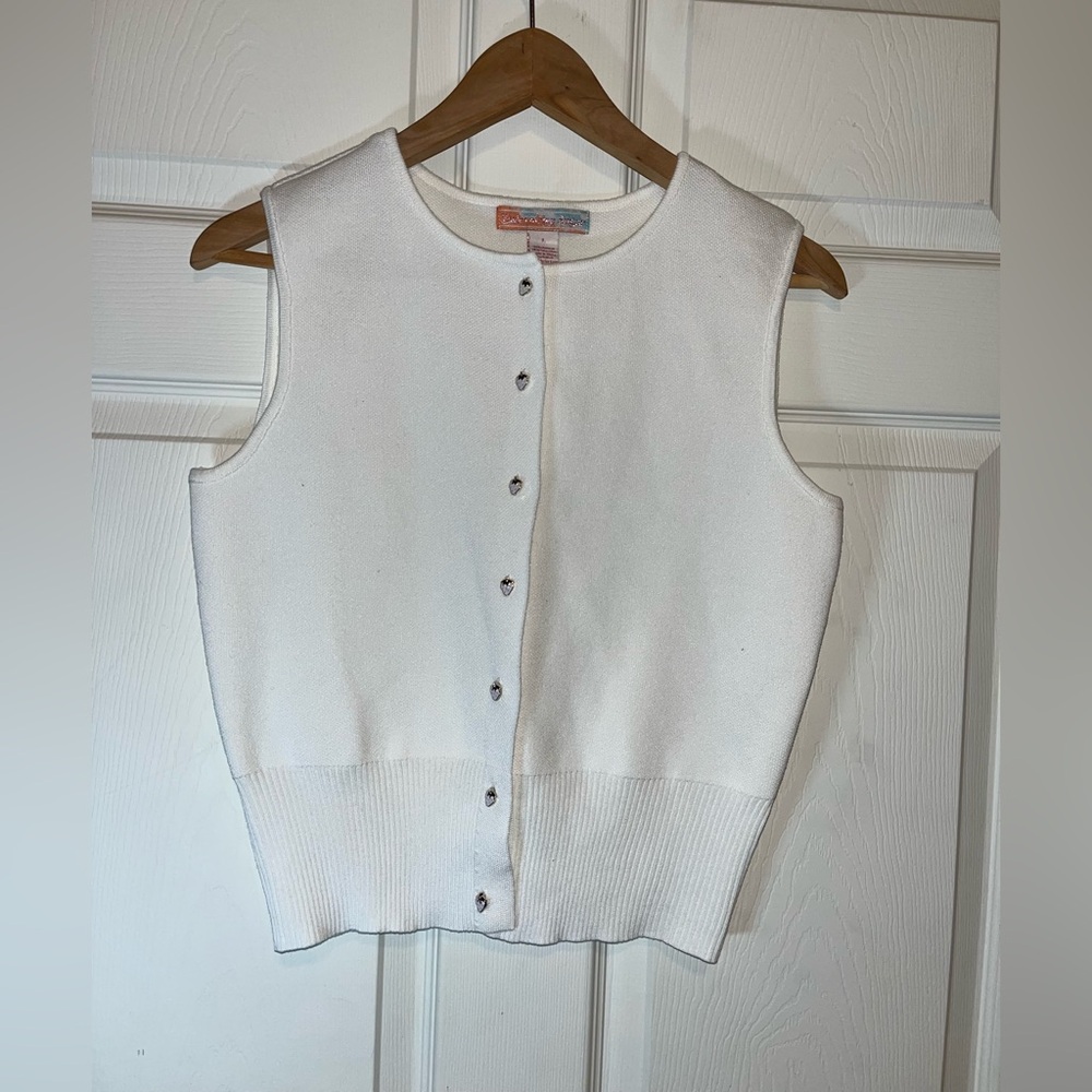 Elegant White Button-Up Sweater Vest